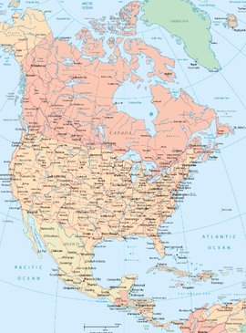 политическая карта Северной Америки